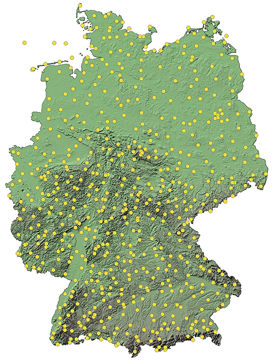 Weather stations operated by the German Weather Service in Germany