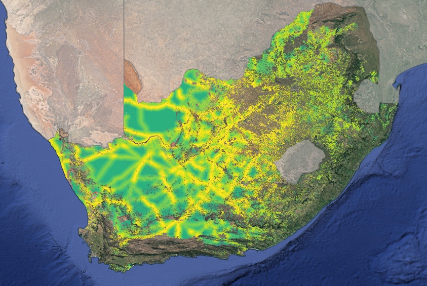 Figure 3: Evaluated multi-criteria potential analysis for pv-plants in South Africa.